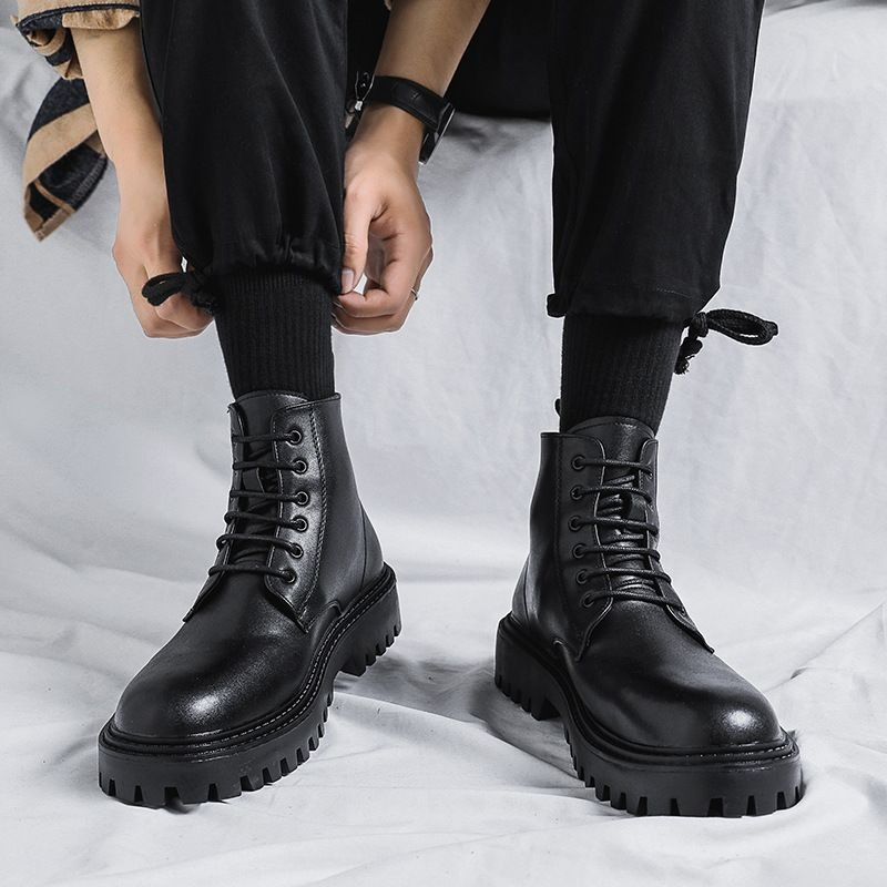 Men'S Shoes To Increase Height - Мужские высокие кожаные ботинки в модном
