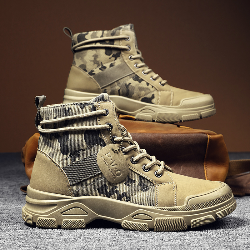 Men Shoes Office - Мужские высокие ботинки, осенние камуфляжные повседневные